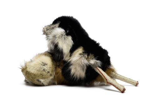 Gibberish: Fauna, Porcelain, Animal Pelts, Thread and Fabric, 24" x 18" x 10", 2015